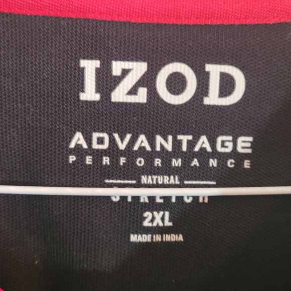 IZOD Mens Black Polo 2XL Red Logo Short Sleeve Preppy Golf Old Money Blokecore - Picture 5 of 8